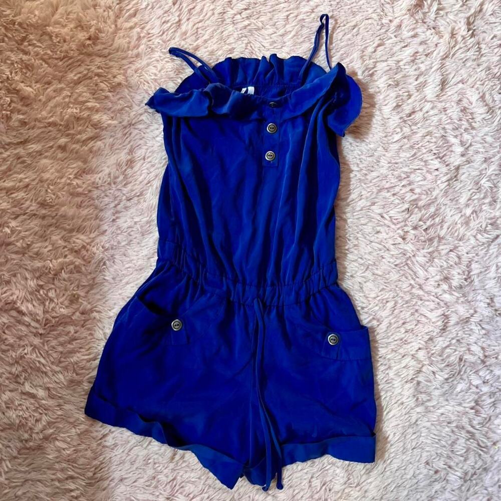 Royal Blue Ruffle Flirty Whimsygoth Fairy Core Vivid Coquette‎ Twee Romper